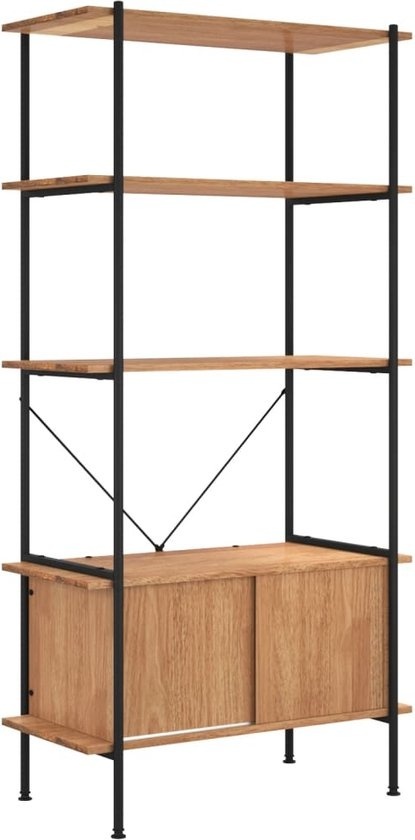 vidaXL - Étagère de rangement - à 5 niveaux - avec - armoire - 80x40x163 - cm - acier - et - bois - usiné