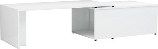 vidaXL - Table basse - 150x50x35 - cm - artisanal - bois - brillant - blanc