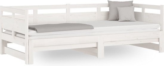 vidaXL Canapé-lit Extensible en Pin Solide Blanc - 2 Places (90x190 cm)