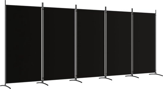 vidaXL - paravent - avec - 5 - panneaux - 433x180 - cm - tissu - noir