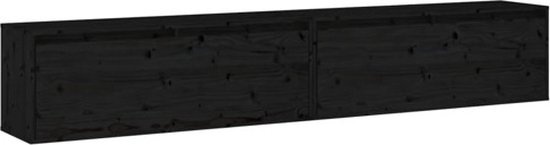 vidaXL - Armoires murales - 2 - pcs - 100x30x35 - cm - solide - pin - noir