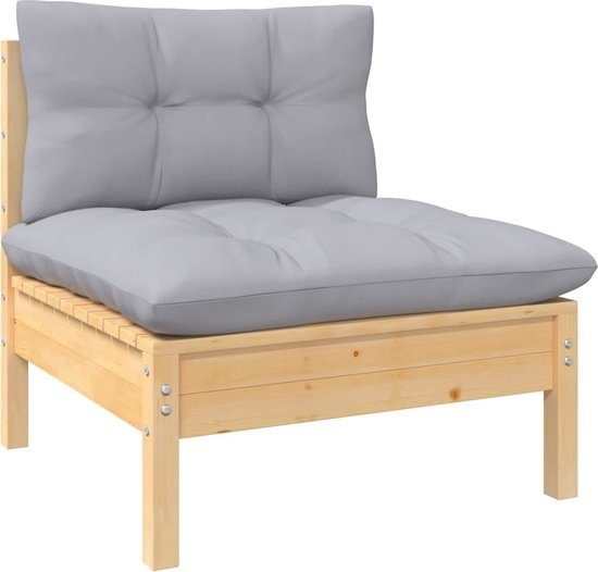vidaXL - Banc de jardinerie - avec - gris - coussins - solide - pin