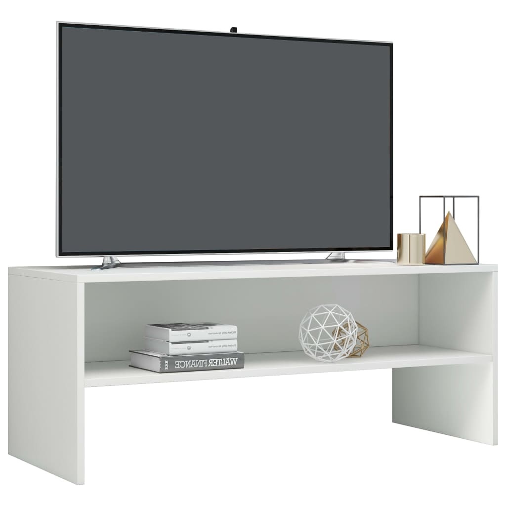 VidaXL Meuble TV - Panneau de particules - Blanc brillant - 100x40x40 cm