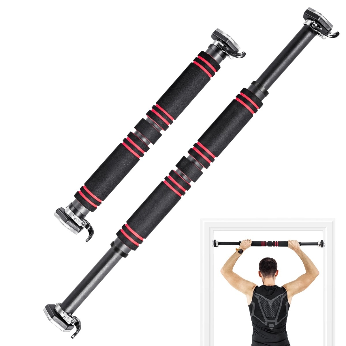 Coast pull -up bar for door bar with non-slip foam pocket 65 -100 cm black