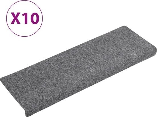 vidaXL - Tapis d'escalier - 10 - pcs - 65x21x4 - cm - feutre aiguilleté - gris clair