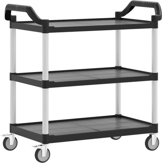 vidaXL - Chariot - 3 couches - 99x50x96 - cm - aluminium - noir