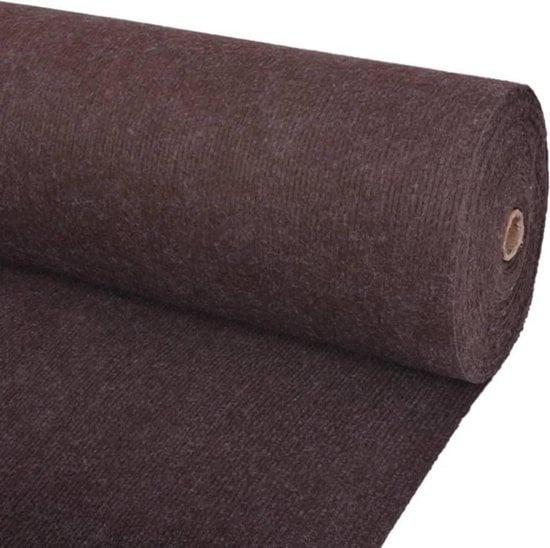 vidaXL Tapis 1,6x20 m tissu nervuré marron