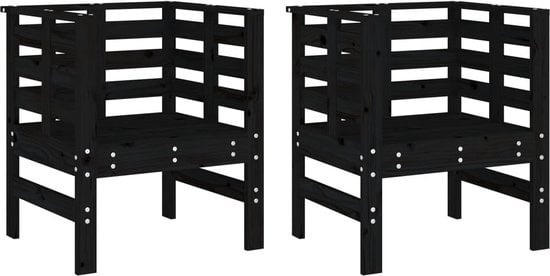 vidaXL - Chaises de jardin - 2 - st - 61,5x53x71 - cm - solide - pin - noir