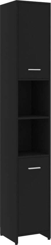 vidaXL - Armoire de toilette - 30x30x183,5 - cm - usiné - bois - noir