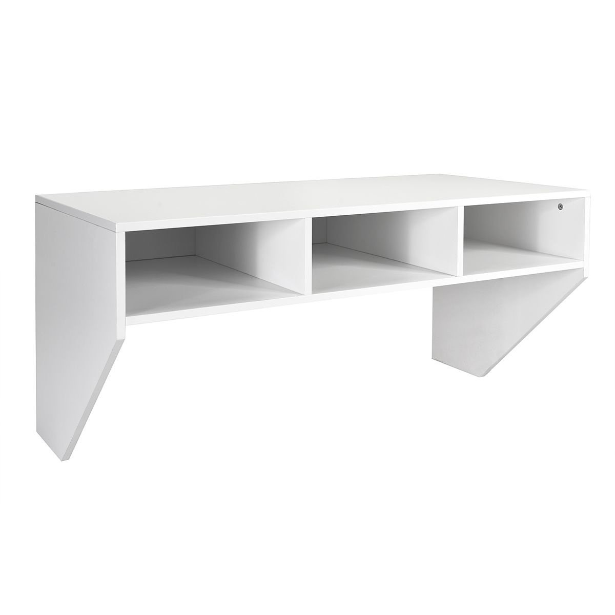 Coast table d'ordinateur murale table de travail PC en bois avec 3 rangements 108 x 53 x 52 cm blanc