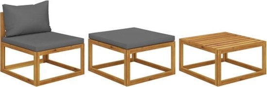 vidaXL - 3 pièces - Ensemble de salon - avec - coussins - solide - bois d'acacia