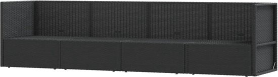vidaXL - 4 pièces - Ensemble de salon - avec - coussins - poly - rotin - noir