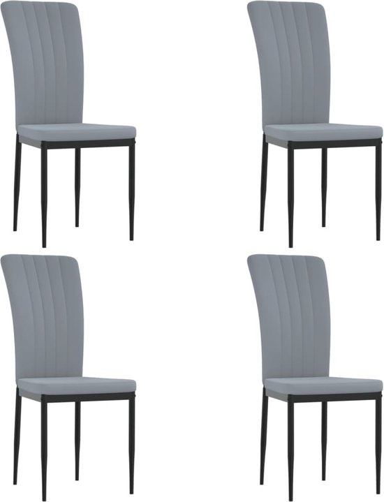 vidaXL - Chaises de salle à manger - 4 - st - velours - gris clair