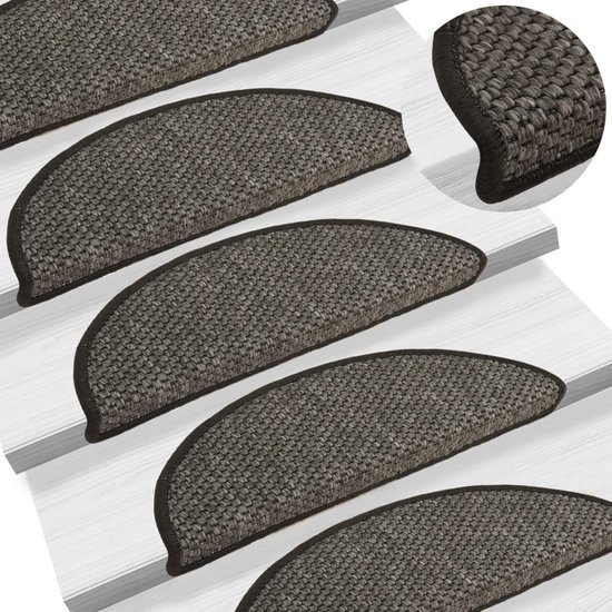 vidaXL - Tapis d'escalier - autocollant - 15 - pcs - aspect sisal - 65x21x4 - cm - taupe