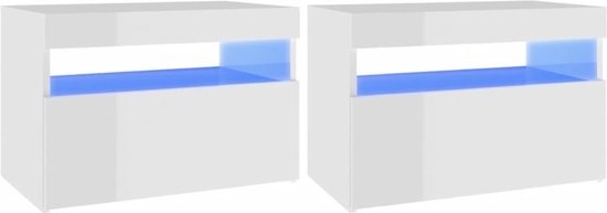 vidaXL - Meuble TV - 2 - pièces - avec - éclairage LED - 60x35x40 - cm - brillant - blanc