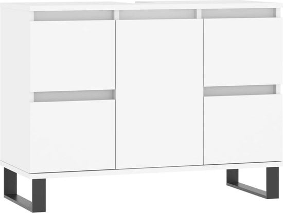 vidaXL - Armoire de toilette - 80x33x60 - cm - usiné - bois - blanc