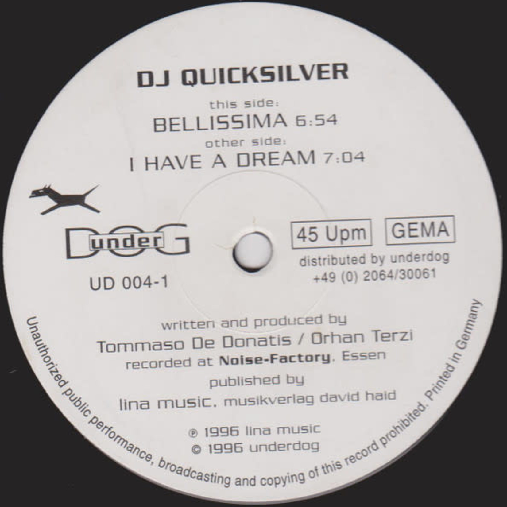 DJ Quicksilver – I Have A Dream / Bellissima