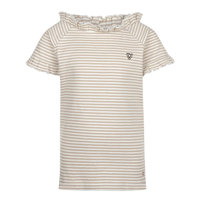 No Way Monday girls' T-shirt off white beige striped