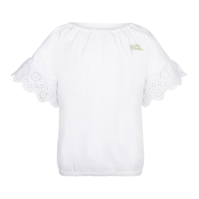 No Way Monday girls blouse white embroidery