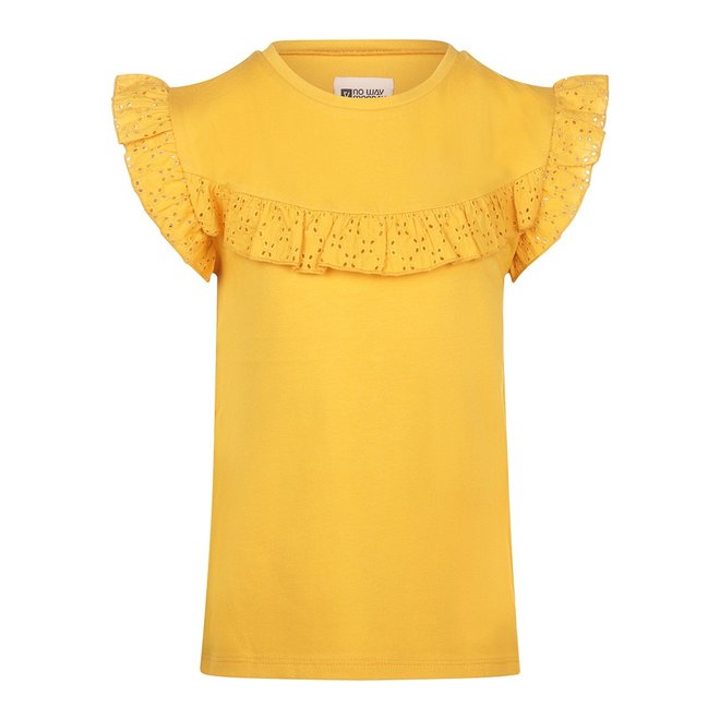 No Way Monday girls' T-shirt ochre yellow embroidery