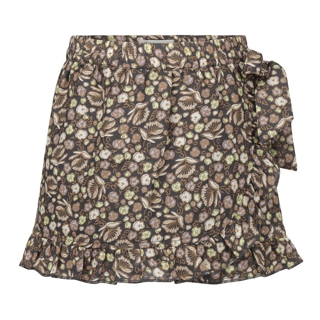 No Way Monday meisjes skort donkergrijs bloemenprint