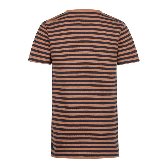No Way Monday boys' T-shirt faded cognac striped