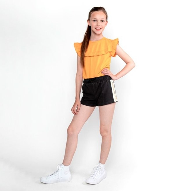 No Way Monday girls' T-shirt ochre yellow embroidery