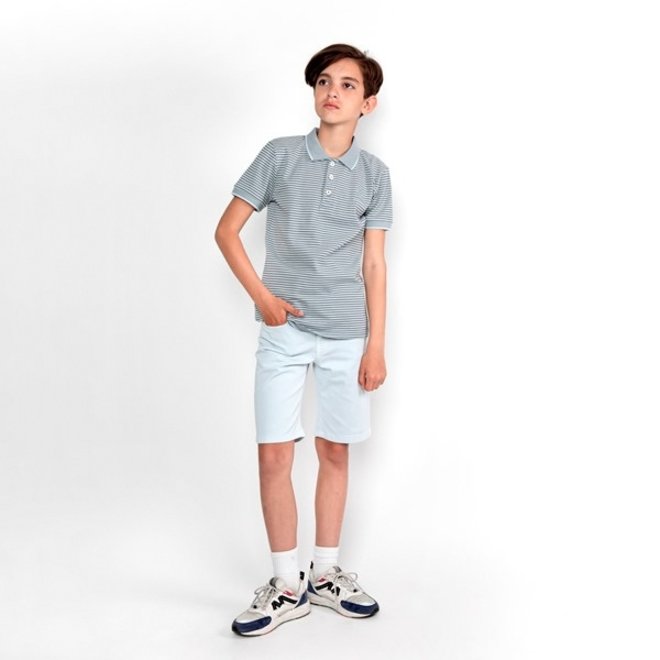 No Way Monday boys' polo shirt light blue striped