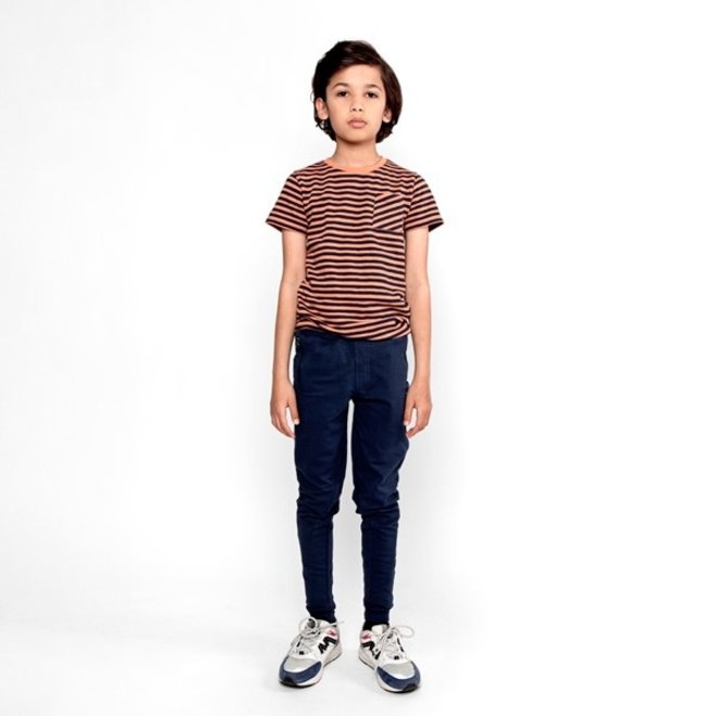 No Way Monday Jungen-T-Shirt verblasst cognac gestreift