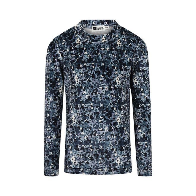 No Way Monday girls longsleeve blue floral velvet