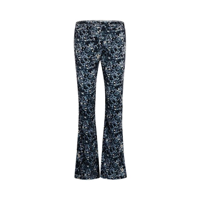 No Way Monday girls flared trousers blue floral velour