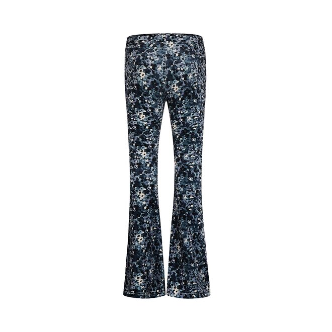 No Way Monday meisjes flared broek blauw bloemetjes velours