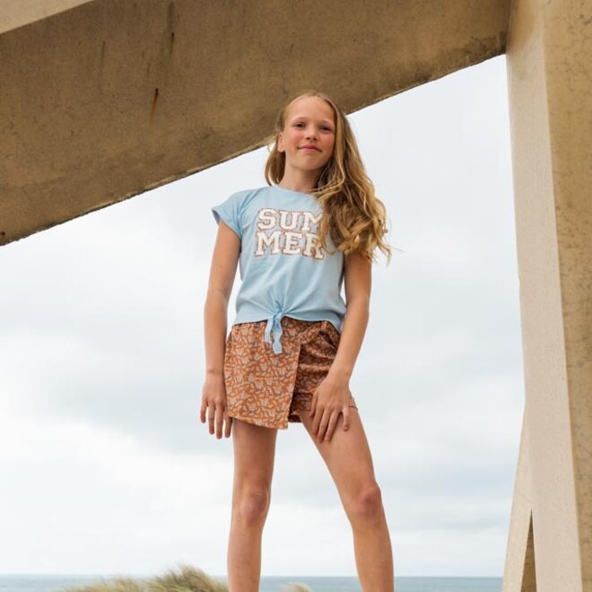 No Way Monday Mädchen T-Shirt mit Knopf hellblau