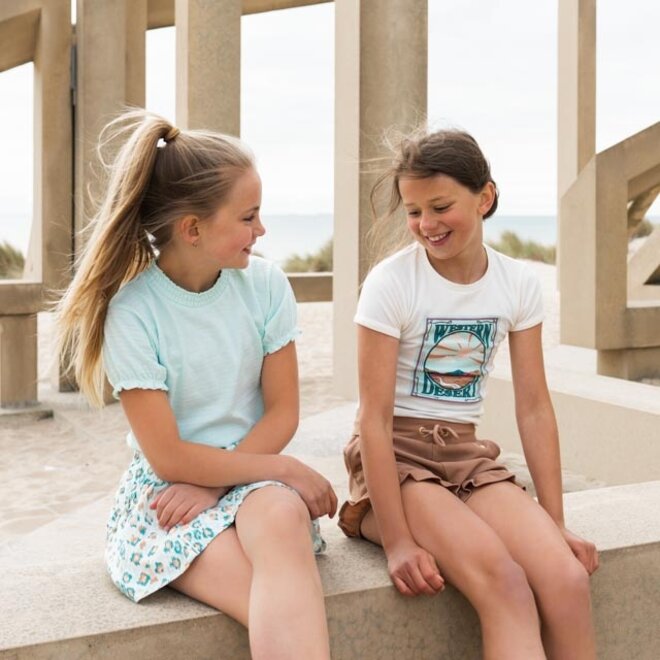 No Way Monday girls shorts soft brown ruffles structure