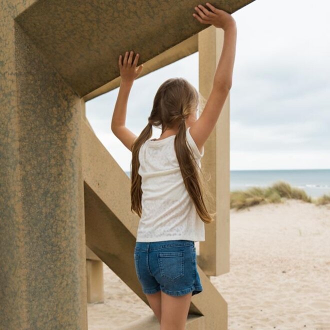 No Way Monday meisjes jeans skort blauw