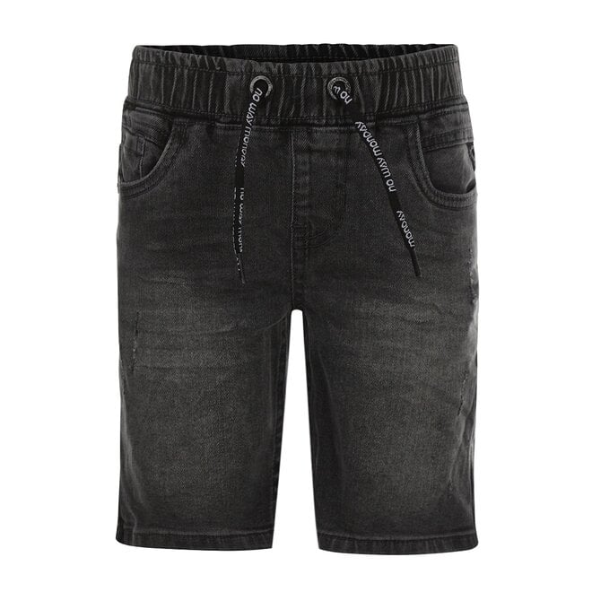 No Way Monday jongens jeans shorts slim fit zwart sierkoord