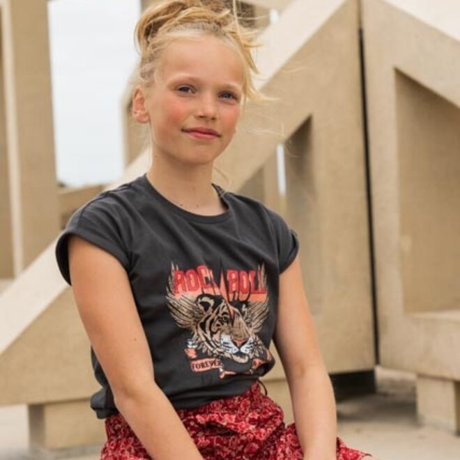 No Way Monday meisjes skort rood bloemen