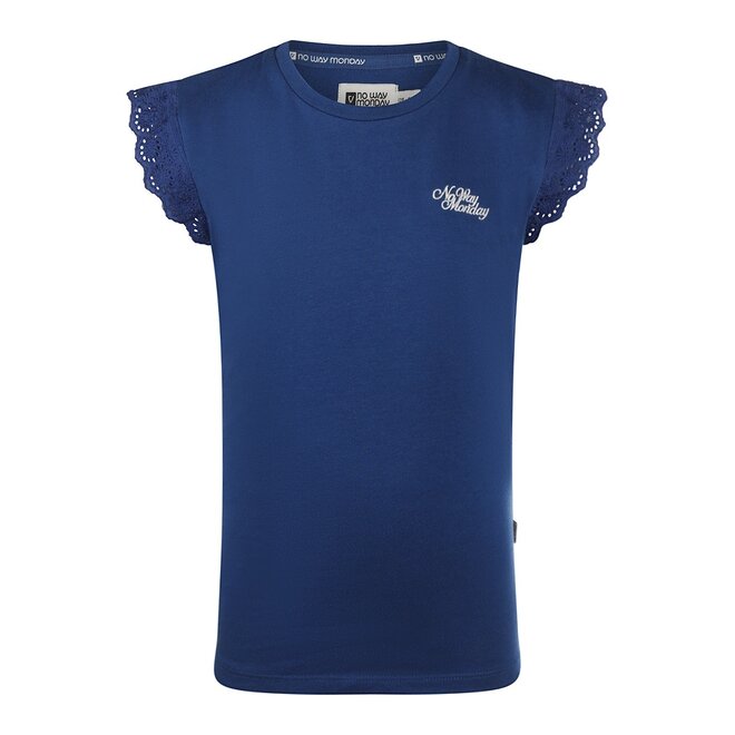 No Way Monday Mädchen-T-Shirt blaue Spitze