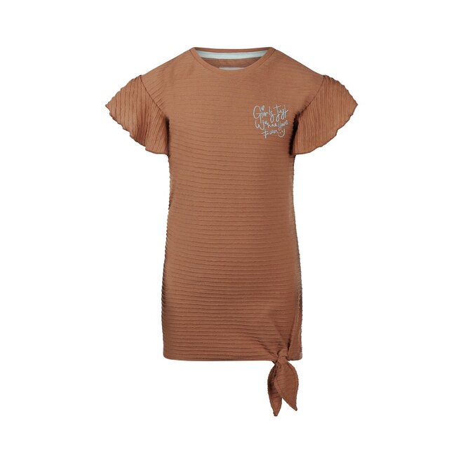 No Way Monday girls T-shirt with button soft brown