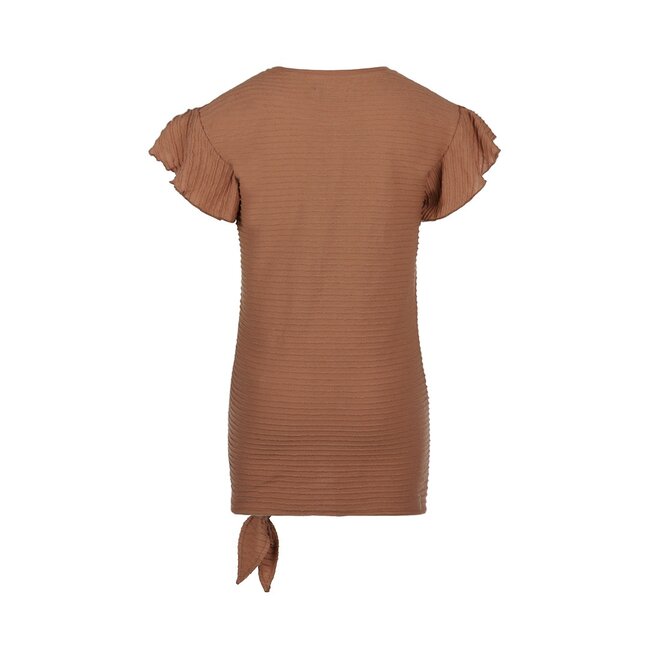 No Way Monday girls T-shirt with button soft brown
