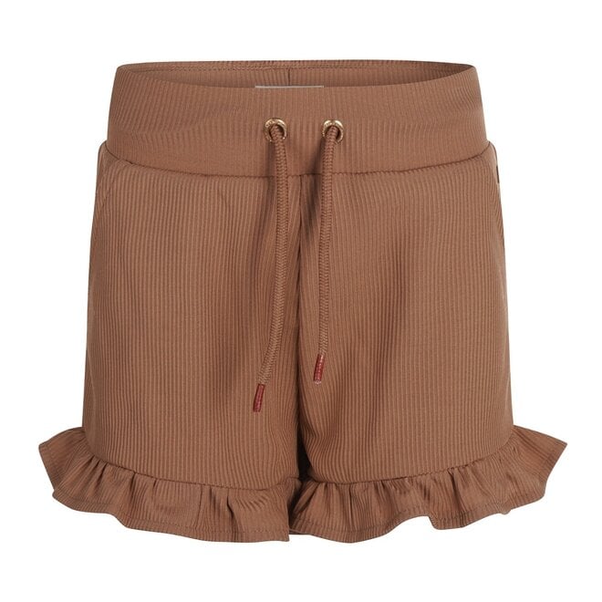 No Way Monday meisjes shorts zachtbruin ruffles structuur