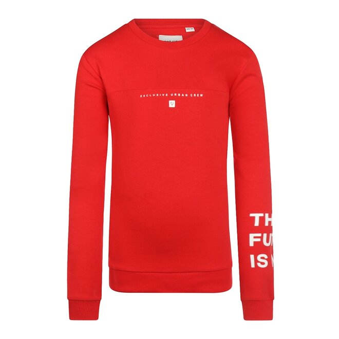 No Way Monday jongens sweater rood witte letters