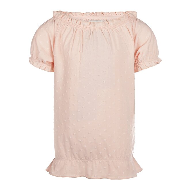 No Way Monday girls' T-shirt peach pink woven dots