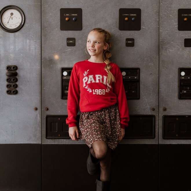 No Way Monday girls skirt red off white flowers