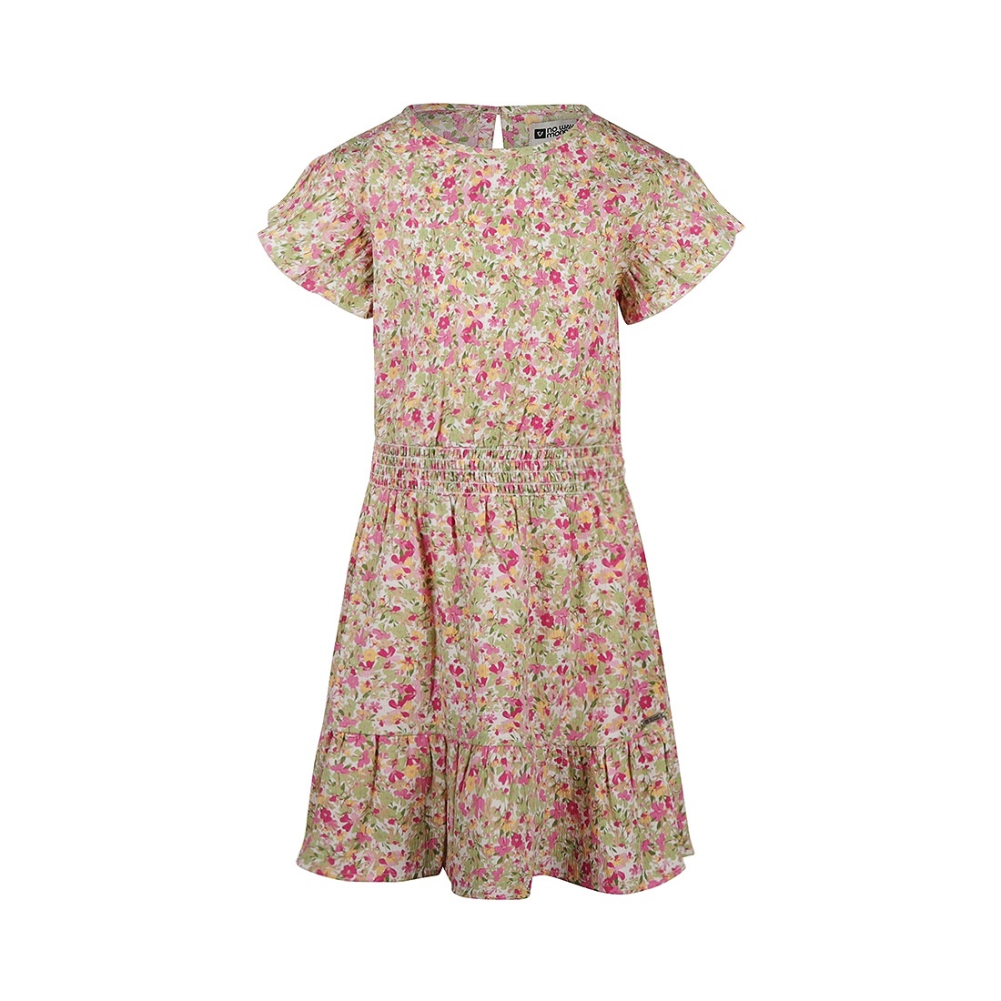 No Way Monday meisjes jurk groen roze bloemetjes