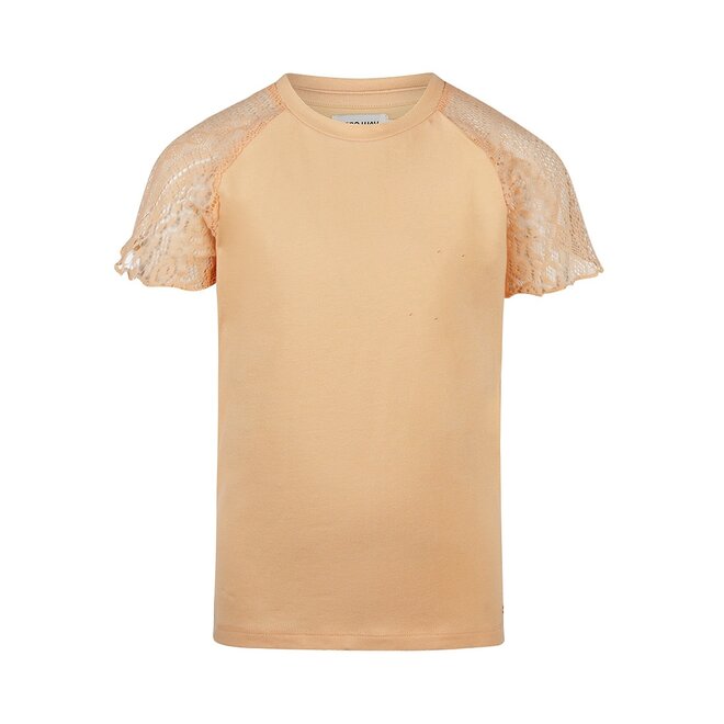 No Way Monday girls' T-shirt soft orange lace sleeve