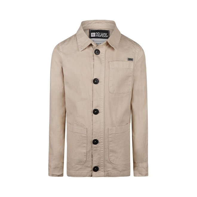 No Way Monday jongens outside blouse taupe linnen