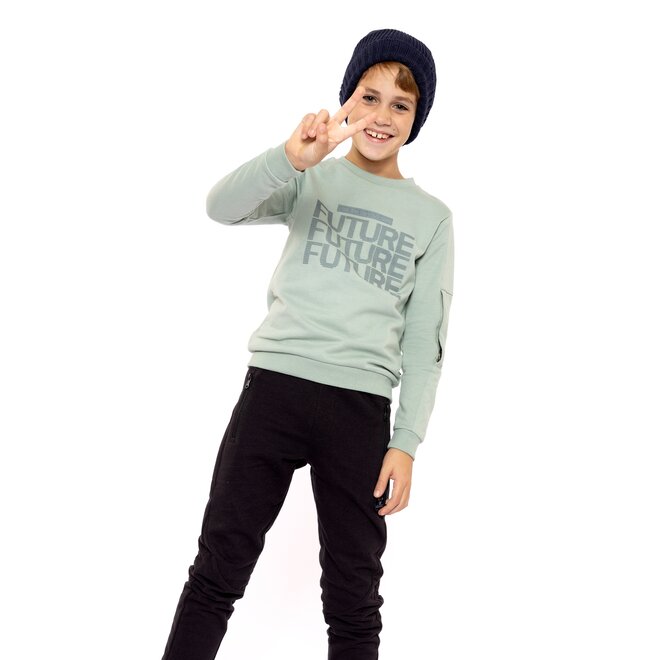 No Way Monday Jungen Sweatshirt weiches grünes Taschenärmel