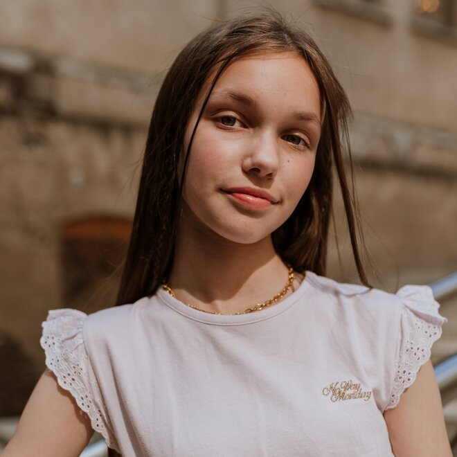 No Way Monday girls dress light pink ruffles embroidery