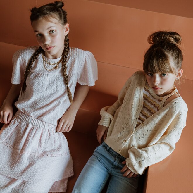No Way Monday meisjes vest off white licht gebreid